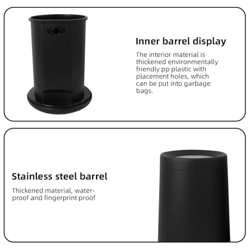 Image of 10 L /2.6 Gallon,Matte Black Bathroom Trash Can,Metal Garbage Can with Flipping Lid,for Bathroom, Living Room,Bedroom,Hotel,Office, Laundry Room (Black)