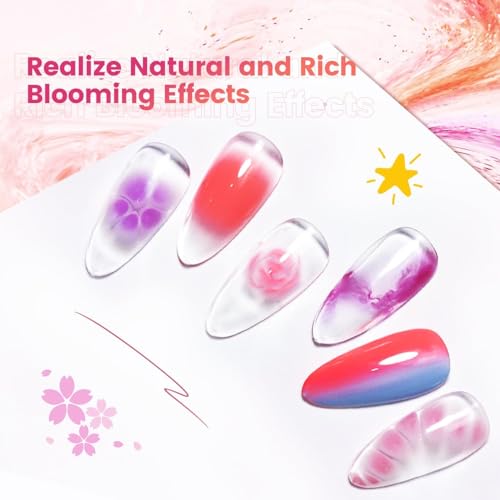 Image of JODSONE Blooming Gel Nail Polish,2pcs 10ml Clear Blooming Gel for Marble,Watercolor,Floral Print,Gradient & Tie Dye Nail Art Effects for Women