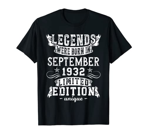 Cumpleaños Septiembre 1932 Edición Limitada Regalo Vintage Camiseta