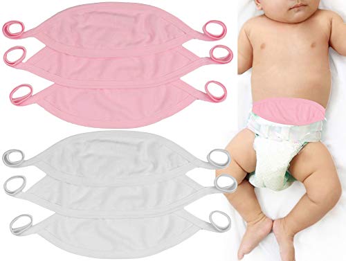 Image of ToBeInStyle Babies' 6-Pack Comfortable Newborn Baby Belly Binder - Pink/White - One Size