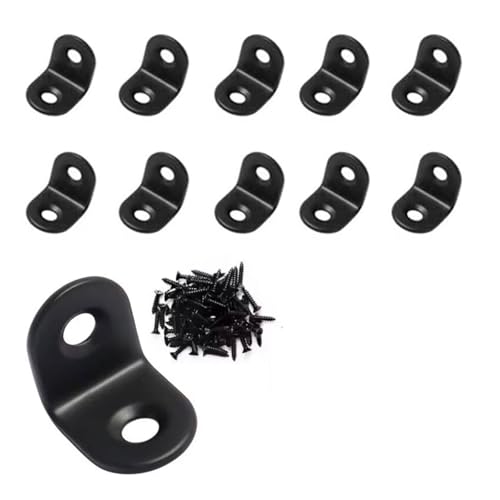 10個入り ブラック ステンレススチール L字型ブラケット 小型 直角コーナーブレース ネジ付き(25x25x16)