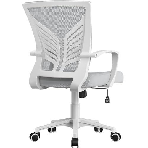 Yaheetech Ergonomic Chair Rocking Desk Chair Height Adjustable Computer Chair Mesh Backrest Executive Office Chair Swivel Chair with Lumbar Support Comfy for Home Office/Study Grey