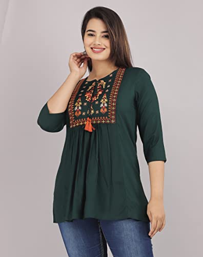 Image of Ganga febtex Women's Rayon Embroidered Short Kurti /Tops