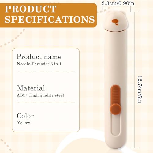 Image of TecoKart 2 in 1 Needle Threader Tool with Seam Ripper, Thread Inserter, Stitch Opener 3 in 1 Multifunction, Threading Device for Handcraft - Beige