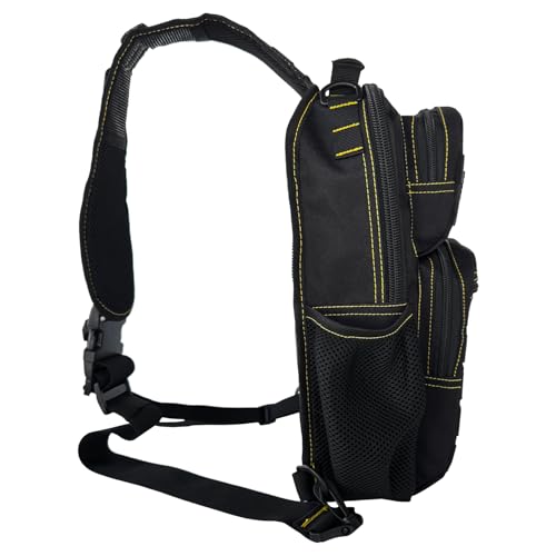 Image of Rover Sling Pack Tactical Shoulder Sling Bag Backpack with Bottle Holder Crossbody Chest Bag, Black with Yellow
