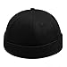 Yizhichu1990 L/XXL Oversize Brimless Cap, Men Skullcap Rolled Cuff No Visor Beanie Sailor Hat (Black, XXL(24.4inch-25.6inch))