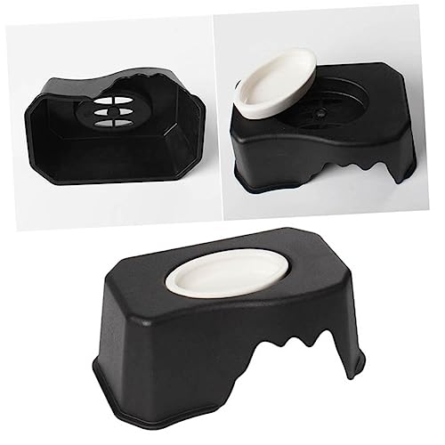 GALPADA Dual Use Pet Feeding Bowl with Hide Cave for Reptiles Durable Black Feeding and Water Dish for Snakes Lizards and Turtles Easy to Clean Pet Supplies