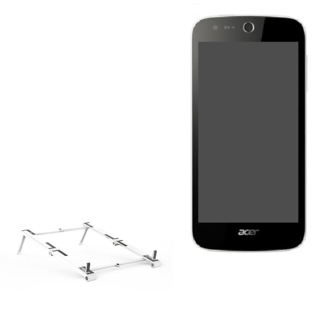 BoxWave Stand and Mount Compatible with Acer Liquid M320 - Pocket Aluminum Stand 3-in-1, Portable Multi Angle Viewing Riser - Metallic Silver