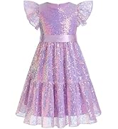 IDOPIP Flower Girl Sequin Ruffle Tutu Dress for Kids Wedding Pageant Party Formal Gown Princess B...