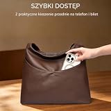 JANSBEN Torebka damska, duża torba na zakupy ze skóry PU, torba na ramię z 5 przegródkami i regulowanym paskiem, torba Hobo Bag do biura, na uczelnię, w podróży, czarny, 37 cm x 14 cm x 38 cm, Hobo