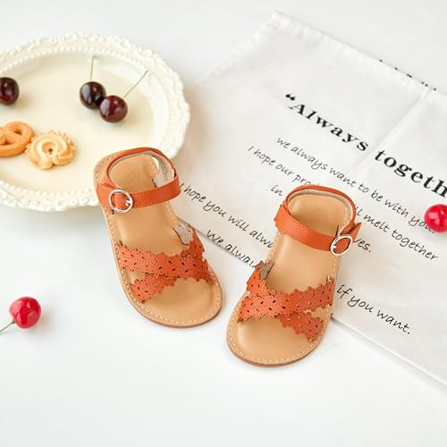 Image of Flaryzone Girls Sandals Open Toe Summer Flats Dress Sandals Shoes Toddler /Little Kid