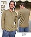 ZITY Long Sleeve Henley Shirts for Men Casual Waffle Thermal Fashion Pullover 3-Button T-Shirt with Pocket,Dark Khaki M