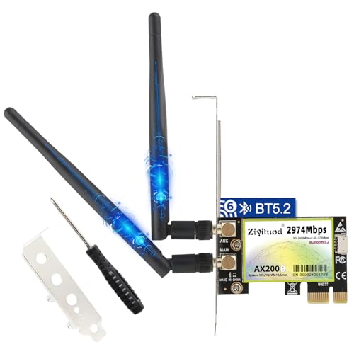 Tarjeta PCIE WiFi 6 AX200 para Gaming Bluetooth 5.2 AX3000 Doble Banda 5G/2.4GHz MU-MIMO Ultra Baja Latencia Tarjetas de Red Inalámbricas PCI-E para PC de Sobremesa Soporte Linux Windows 11/10 64-bit