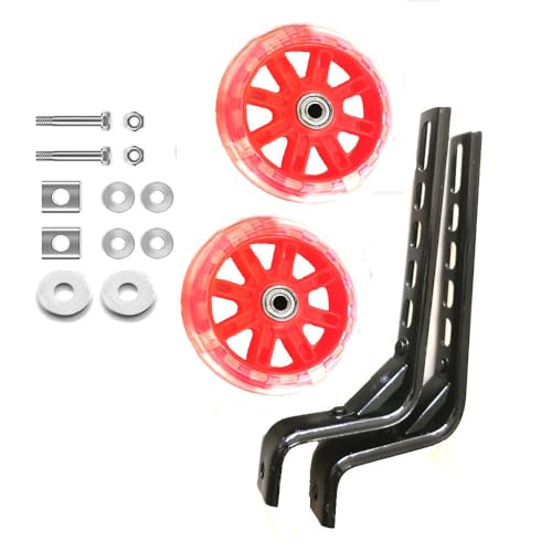 Image of Mehome Bicycle Training Wheels Bike Heavy Duty Rear with Stabilizers for Kids Bikes of 12 14 16 18 20 Inch (red)