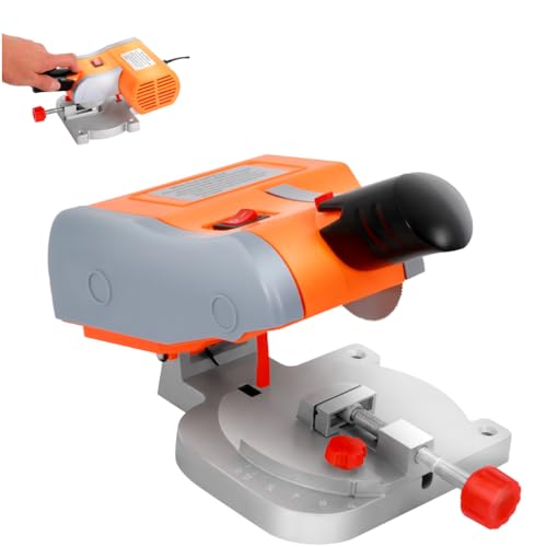 Mini sierra ingletadora, lijadora de 90 W, sierra ingletadora de mesa de 0 a 45°, tamaño de la hoja de sierra 5 cm, fácil de transportar para cortar madera, plástico, piedra, etc
