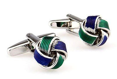 Gemelolandia | Gemelos Nudo Esmaltado Multistripes Azul y Verde Gemelos Originales Para Camisas | Para Hombres y Niños | Regalos Para Bodas, Comuniones, Bautizos y Otros Eventos