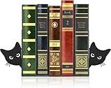 CTDMJ Lot de 2 serre livres en métal avec chat qui regarde   18 x 15 x 8 cm   Noir   Décoration de bibliothèque   Pour la maison, le bureau, l'école, les amoureux des chats