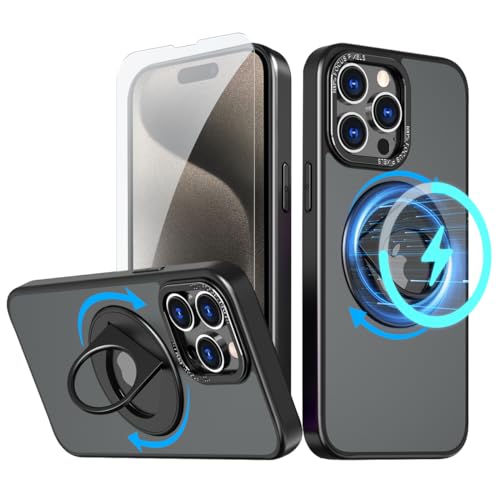 Coque iPhone 15 Pro MagSafe au design sobre avec support rotatif intégré