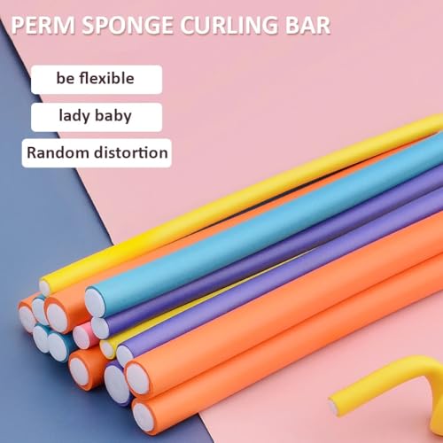 LinaLife 42-Pack Salon Heatless Flexible Hair Rollers Curlers 7\" Soft Foam Flexi Twist Curling Rods For Short Long Hair Styling Tools