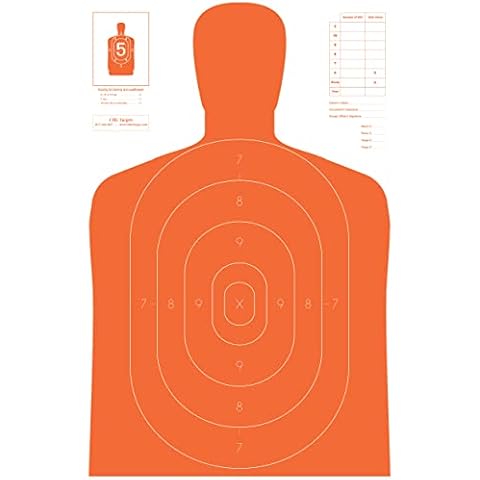 Paper Shooting Targets, Silhouette Targets, 23"x35", 50 Yard Police Target, Silhouette Targets- for Firearms, Guns, Rifles, Pistol, BB Guns, Airsoft, Pellet Gun, Air Rifle (100 Target Pack, Orange) Cover
