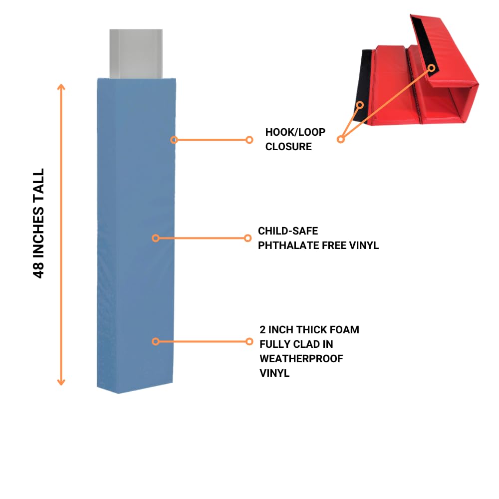 We Pad It Safety Pole Pad, for Square Pole Only, 4 FT Tall, 2” Thick Foam, Weatherproof, UV-Resistant, Hook/Loop Closure
