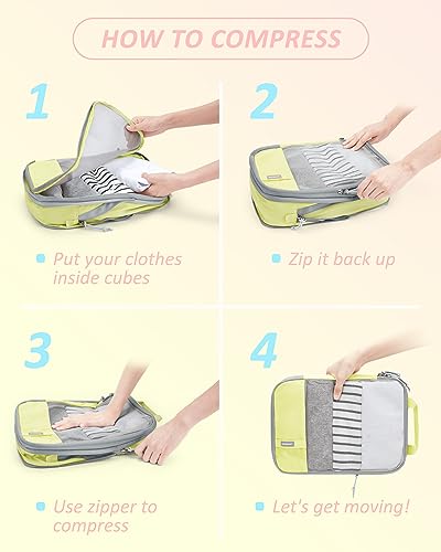 Bagsmart 6 Set Compression Packing Cubes For Travel, Lightweight Vacation Travel Essentials, Travel Accessories For Suitcase Organizer Bags Set, Durable Luggage Organizer Travel Bags thumb #5
