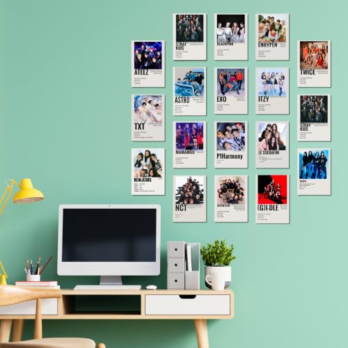 Image of K-Pop Posters | K-Pop Song Posters Pack of 18 (14.8 x 10.5cm) 300 GSM | Minimalist K-Pop Group Wall Art | Room Decor | Aesthetic Collage Kit | Pinterest-Inspired Wall Prints
