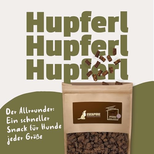 ESCAPURE Hupferl - Hunde Leckerli aus Pferdefleisch in Premium Qualität - 98% Muskelfleisch - Protein Trainingssnacks ohne künstliche Zusatzstoffe & Getreide (1000g)