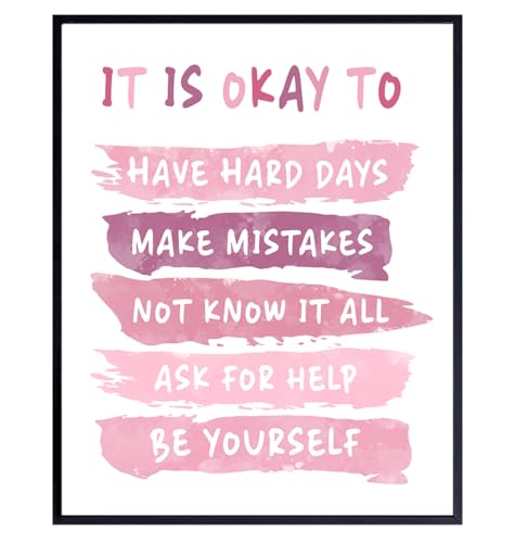 Motivation Inspiration Wall Art - Positive Quotes Wall Decor - Encouragement Gift - Inspirational Gift for Woman Girl Daughter Entrepreneur - Pink Motivational poster - Home Office Bedroom Bathroom