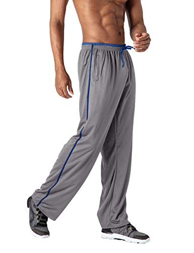 TOTNMC Men's Workout Mesh Sweatpants Elastic Waist Pants Jogging Sweatpants for Training Gray/Blue