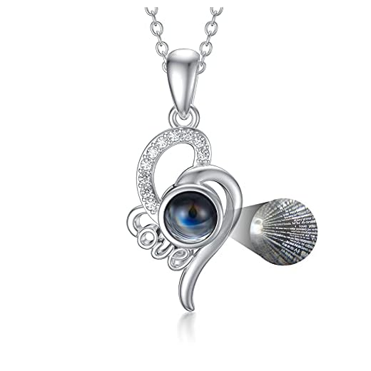 Jag älskar dig 100 språk projecktion halsband sterling silver kärlek jag älskar dig dam kedja kärleksgåva för kvinnor
