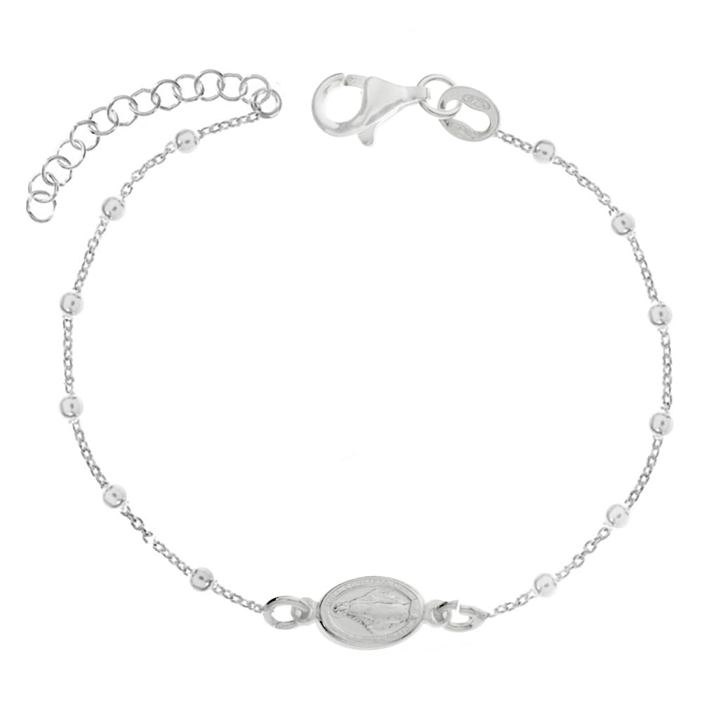 Pulsera Virgen Milagrosa de Plata de Ley - Pulsera amuleto religioso - Regalos religiosos Comunión