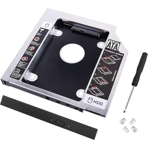 Adaptador conversor convertidor de Unidad óptica CD DVD Óptico Universal SATA Caddy de portátil y Laptop de 12.7 mm a SSD/HDD de 2,5 Pulgadas 51CH051
