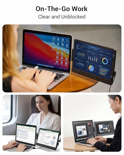 Image of Laptop Screen Extender, 11.6 inch HD Dual Screen Monitor for Laptop Portable | 360 Rotation, Adjustable Stand, 1.2lbs Ultra-Slim Lightweight,Plug & Play, Mini HDMI /USB Type-C, Windows /Mac /Android