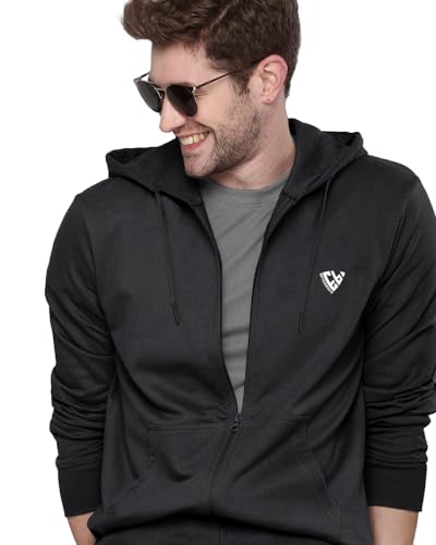 Image of EYEBOGLER Mens Hooded Neck Full Sleeves Regular Fit Solid Jacket