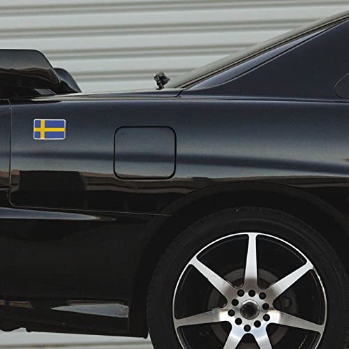 Image of Blue Yellow 8x5cm Swedish Sweden Flag Logo Car Sticker 3.15x1.97inch Aluminium Auto Body Emblem Badge Decal