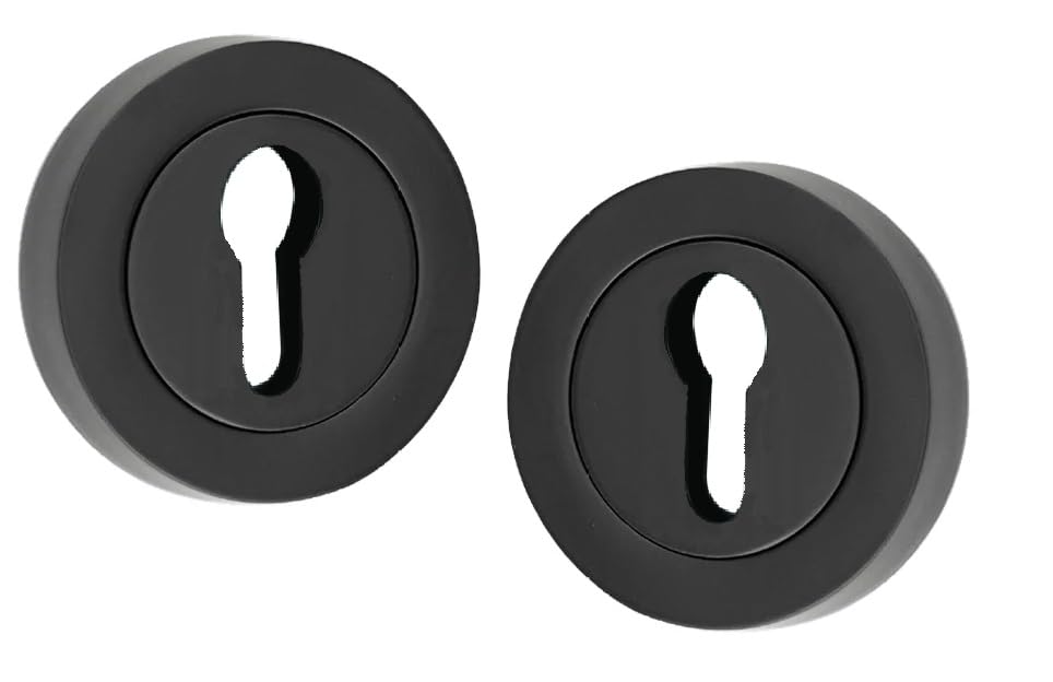 Golden Grace Door Key Hole on Round Rose in Matt Black Finish, Escutcheon with 3 Lever 5 Lever Lock Keys