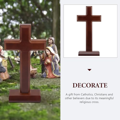 Cruz de madera maciza GALPADA de 30 cm en color natural para mesa 3