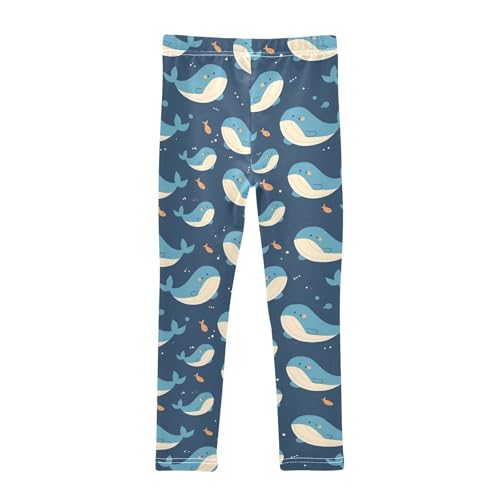 Wusikd Blue Whale Girls' Leggings Toddler Doodles Cute Kids Yoga Pants Dance Active Tights 4T2
