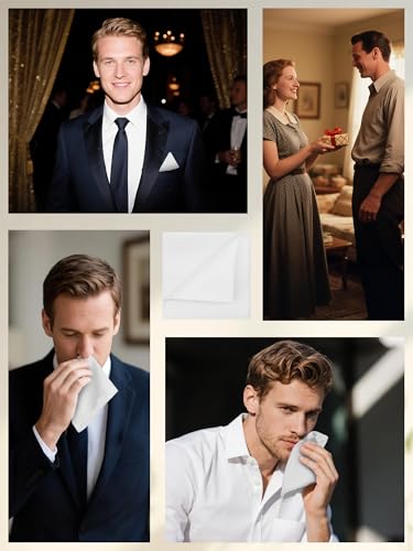 Image of Mantieqingway Cotton Handkerchiefs for Men Solid Color Pocket Square for Suit Formal Wedding Church