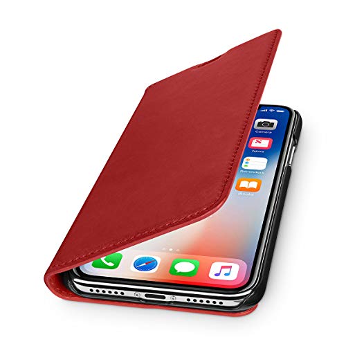 WIIUKA TravelNature - Funda de piel para Apple iPhone X y XS, color rojo