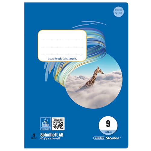 Staufen Style Schulheft - 10 Hefte je 16 Blatt DIN A5 Lineatur 9 (9 mm liniert mit Rand) 80 g/m Papier