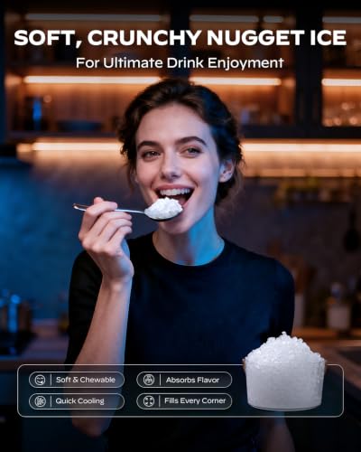 Image of Silonn Premium Countertop Nugget Ice Maker with Smart APP & Voice Control, Self-Cleaning Pebble Ice Machine with 3L Water Tank, 44lbs /24H Soft Chewable Sonic Ice, for Home & Party, Silver