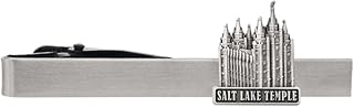 Silver Tie Clip by Ringmasters | LDS Temple Tie Clips for Men with Antique Silver Finish | Suit Accessories for Weddings, Church, & Formal Events | Versatile Tie Pin, (Salt Lake Temple)