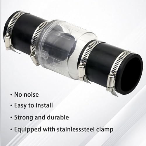 Image of 2 Inch Sump Pump Check Valve Water Pump Accessories, Steel Clamps Fit 7-1 /4 inchGap in, Spring-Loaded Flapper, Full-Flow and Non-Clog Design Installation