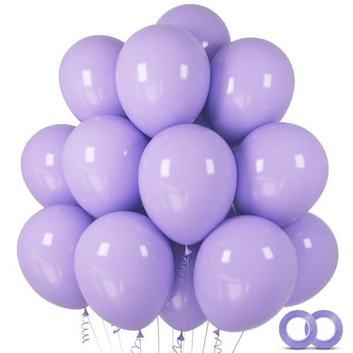 Image of 100pcs Pastel Purple Latex Balloons 12 inch | Lavender Light Purple Lilac, Easter Wedding Anniversary, Bridal Shower Bachelorette Birthday, Princess Party Decorations