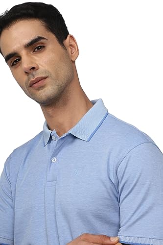 Image of Peter England Men's Premium Branded Regular Fit Half Sleeve Polo T-Shirt | Cotton Rich | Birds Eye Interlock Weave| No Pocket