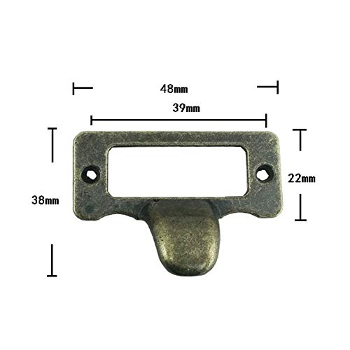 20 Pieces 48 X 38Mm Office Library File Drawer Cabinet Card Tag Label Holder Drawer Pull With Screws Metal Pull Card Label Frames Holders Tag Pull Cabinet Frame Handle, Green-Bronze Tone #TOP1