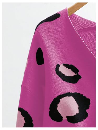 Image of WDIRARA Women's Leopard Tiger Print Cardigan V Neck Long Sleeve Color Block Button Down Sweater Outwear