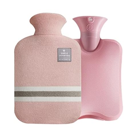 Hot Water Bag with Cover,2L Free of Charge Rubber Hot Water Bottle for Hand Feet Warmer Leakproof Bottle for Pain Relief, Back, Neck,Great Gift for Men Women (Pink) Cover